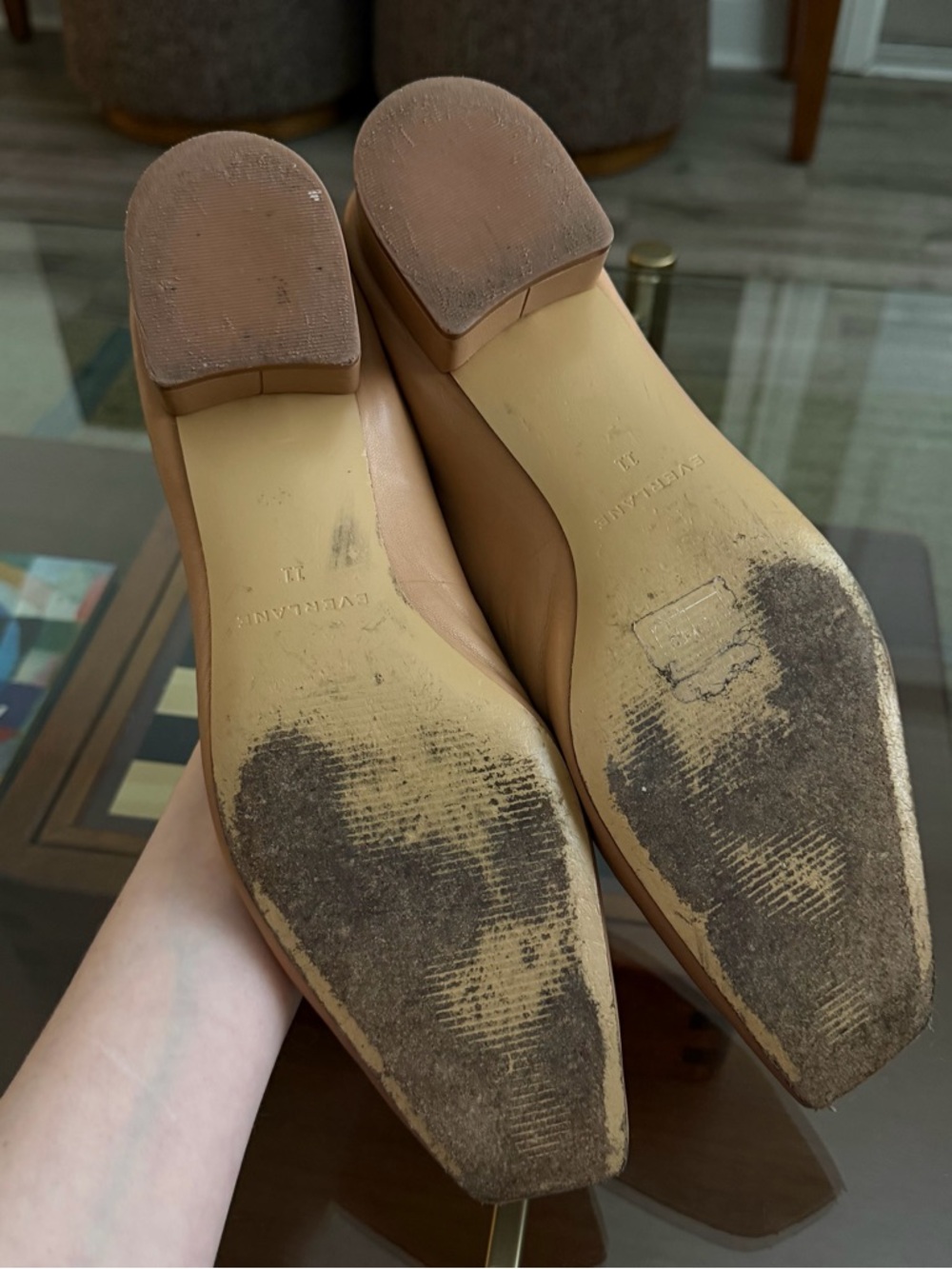 Everlane Nude Tan Low Block Heel Pumps - Picture 5 of 8